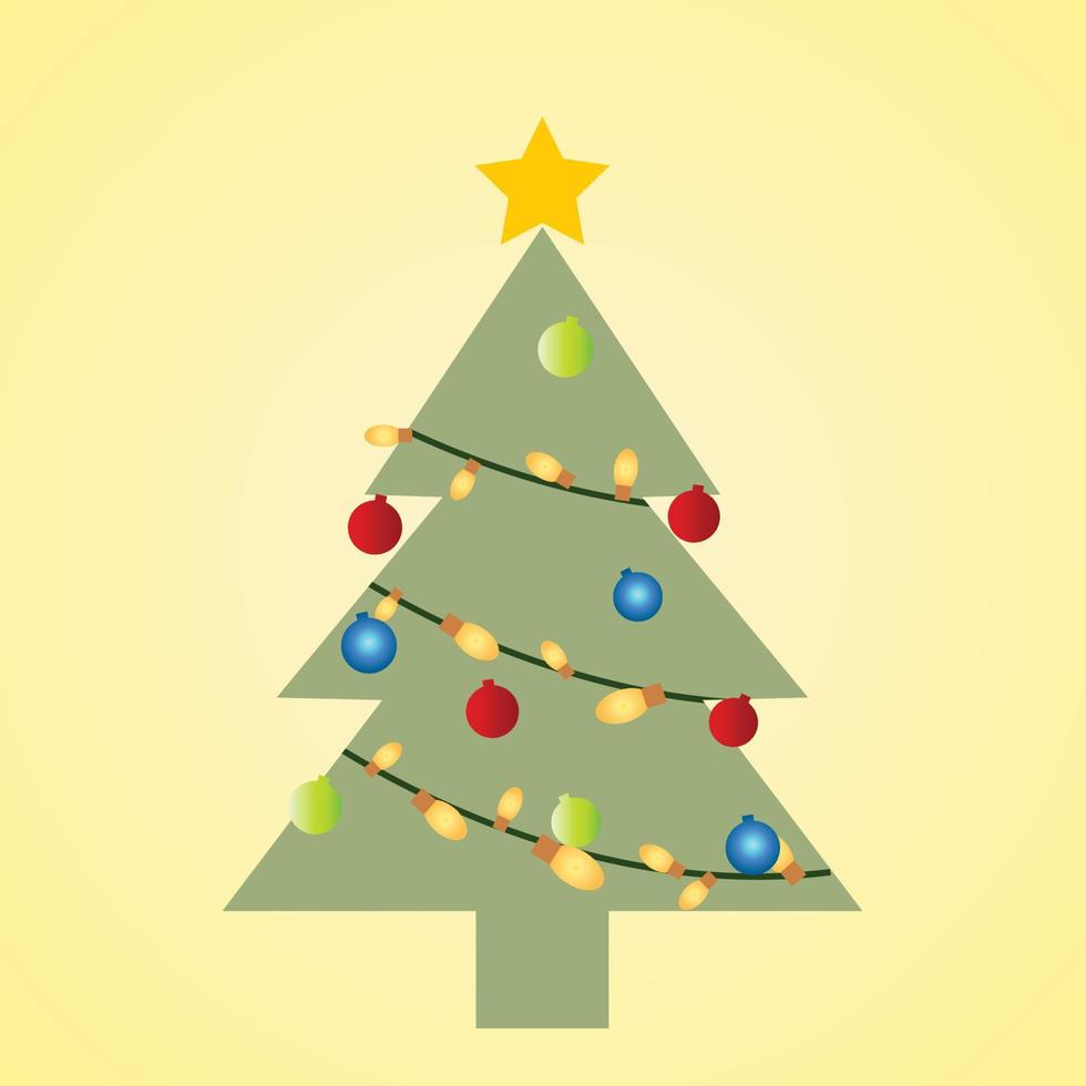 árbol de navidad con tarjeta de felicitación de regalos. vector