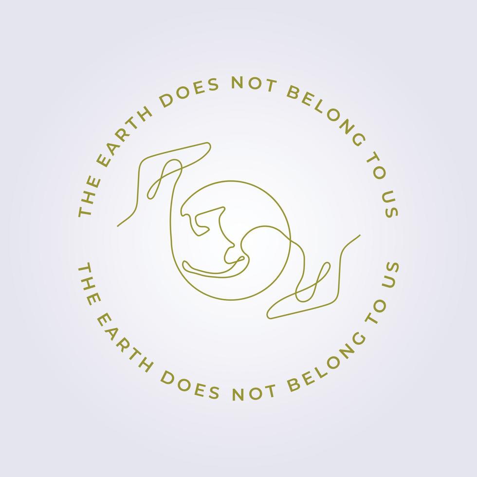 holding world logo vector illustration single line one line continuous icon template design