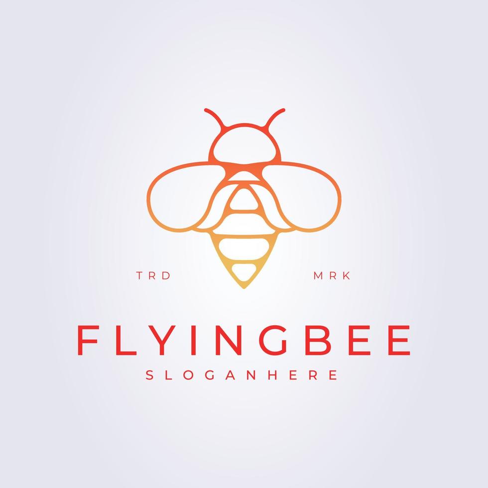 modern line flying bee vector logo icon template illustration design