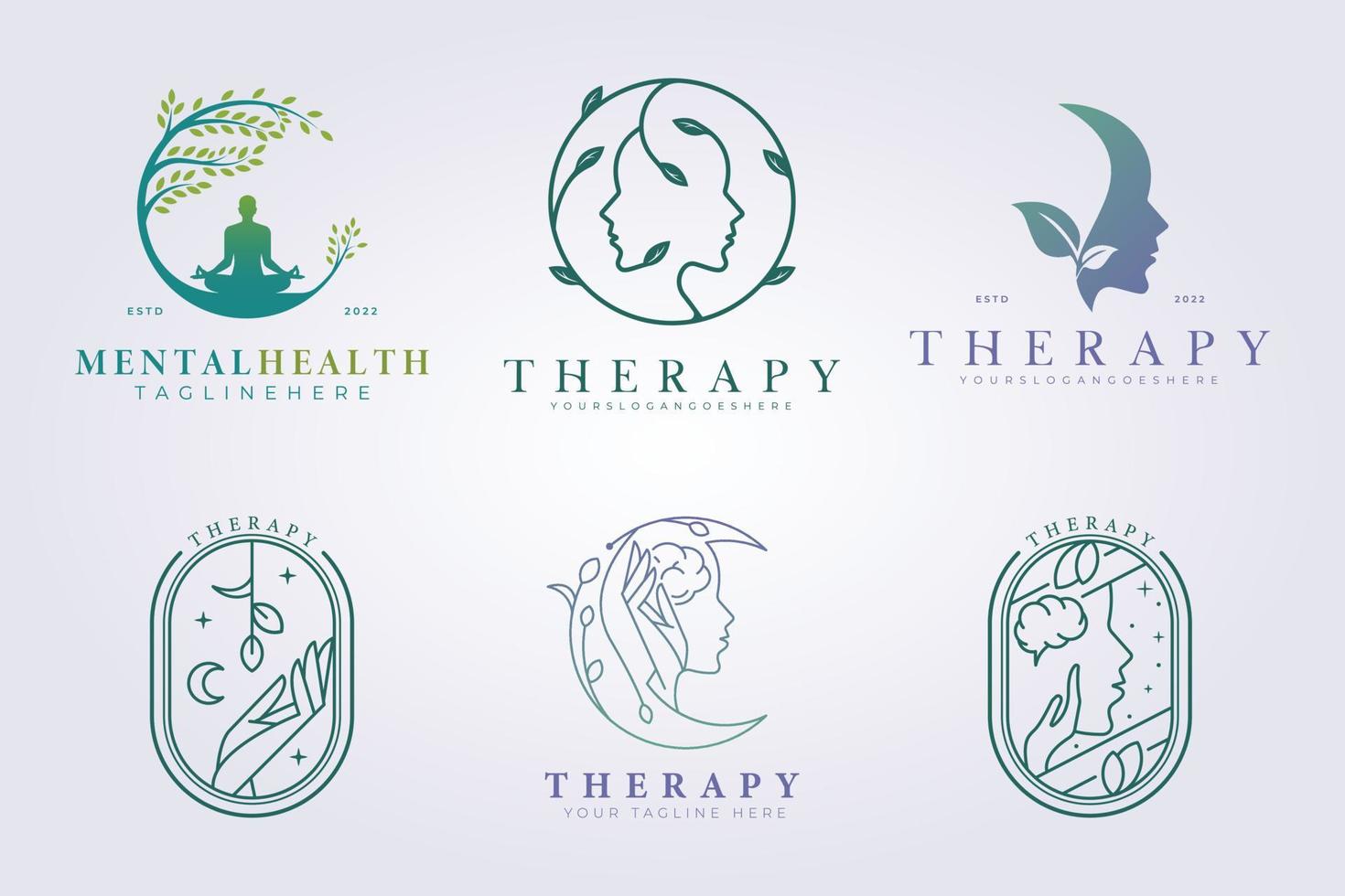 paquete de terapia de apoyo de salud mental logo vector ilustración diseño