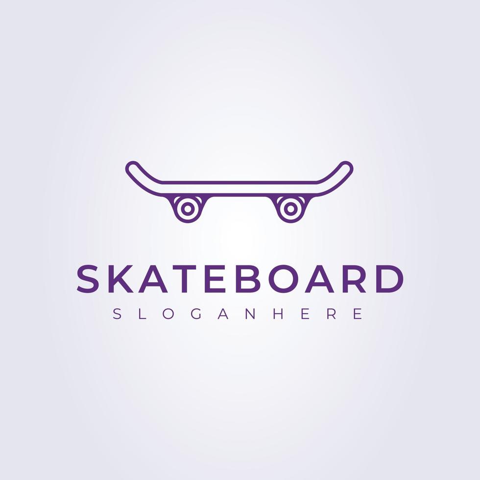 minimal line skateboard vector logo illustration design