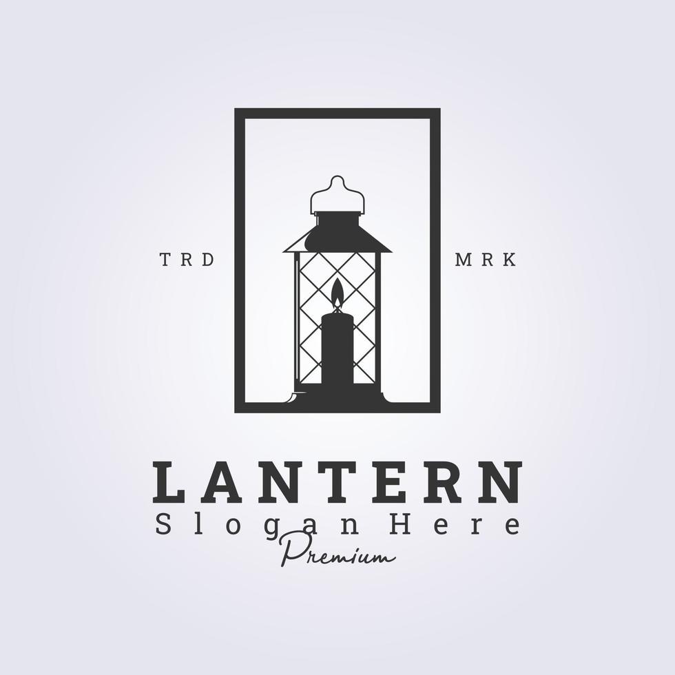 lantern candle badge silhouette logo retro vintage style vector illustration design