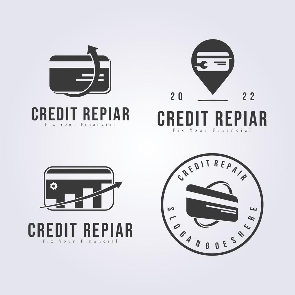 bundle of credit repair service logo set vector illustration design
