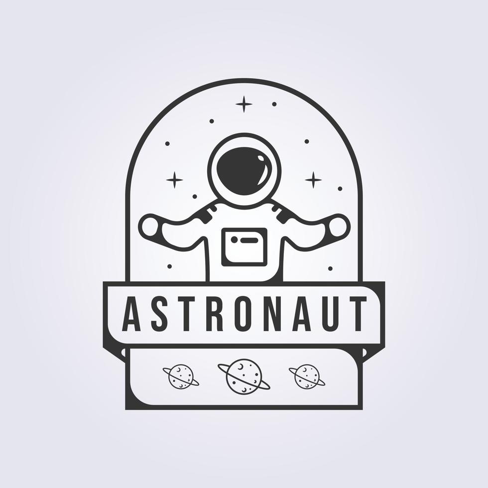 spaceman astronaut logo vector badge illustration design line art