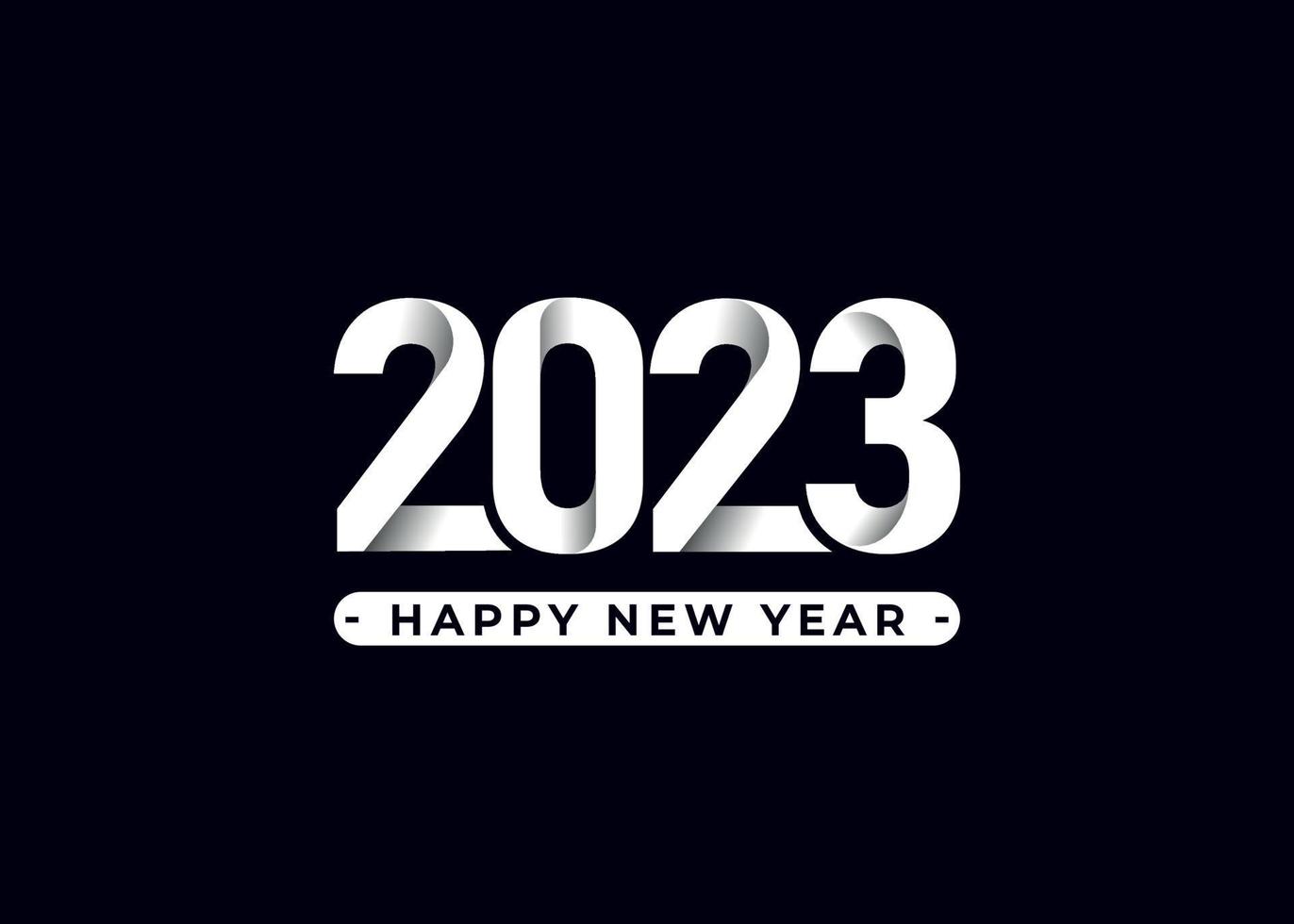 Happy New Year 2023. White Paper Numbers Simple Hi-Quality Abstract Logotype Concept In 3D Style.  For Brochure Design Template, Card, Banner. Vector illustration.