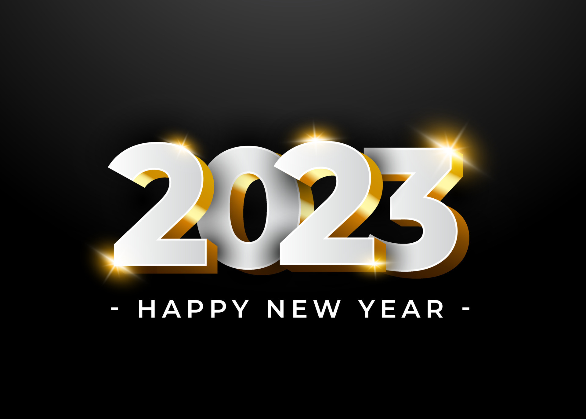 A Happy New Year 2023 congrats. Premium White Luxury Number With Shiny