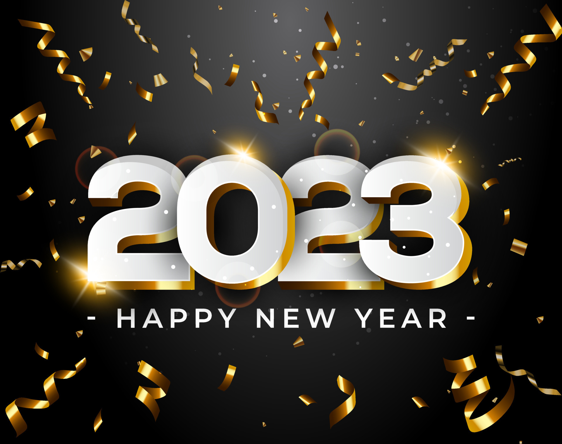 Best Happy New Year 2023. Up-down white Luxury Number With golden Ribbons,  Night Backdrop Colorful Dark background, Premium Digital Creative Happy New  Year 2023 Text Design Card Template. 14526339 Vector Art at Vecteezy