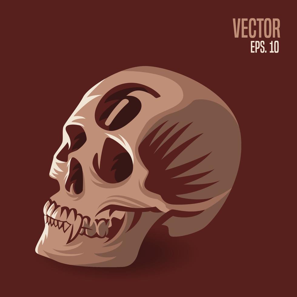 ilustración del número 6 del cráneo vector