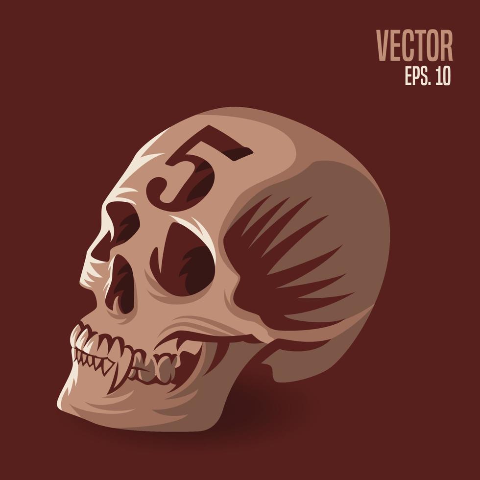 ilustración del número 5 del cráneo vector
