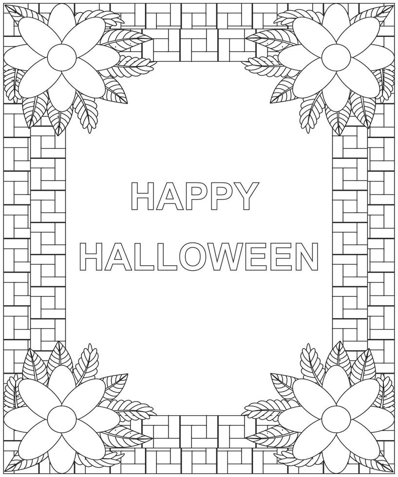 Happy Halloween Border Coloring Pages Free Vector