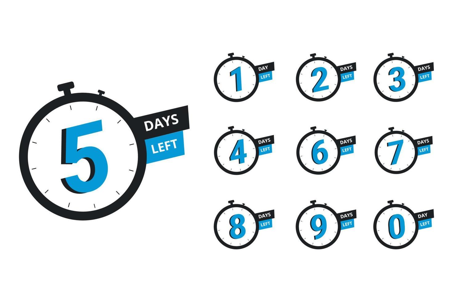 Days left with clock of Countdown timer number. vector