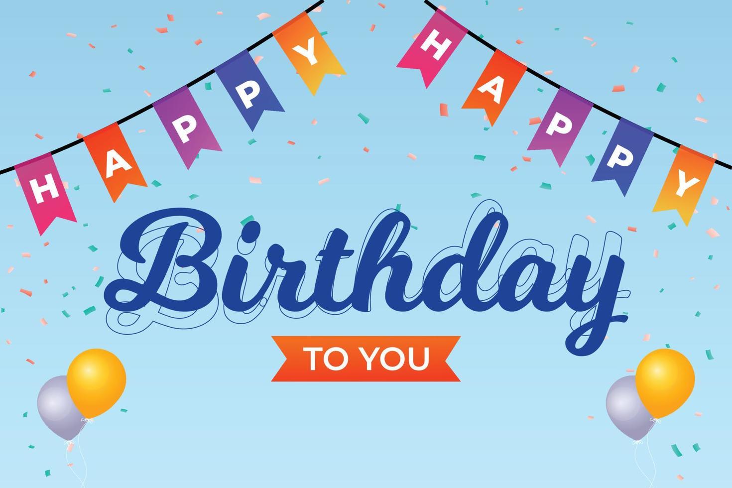 Happy birthday flags and confetti design vector