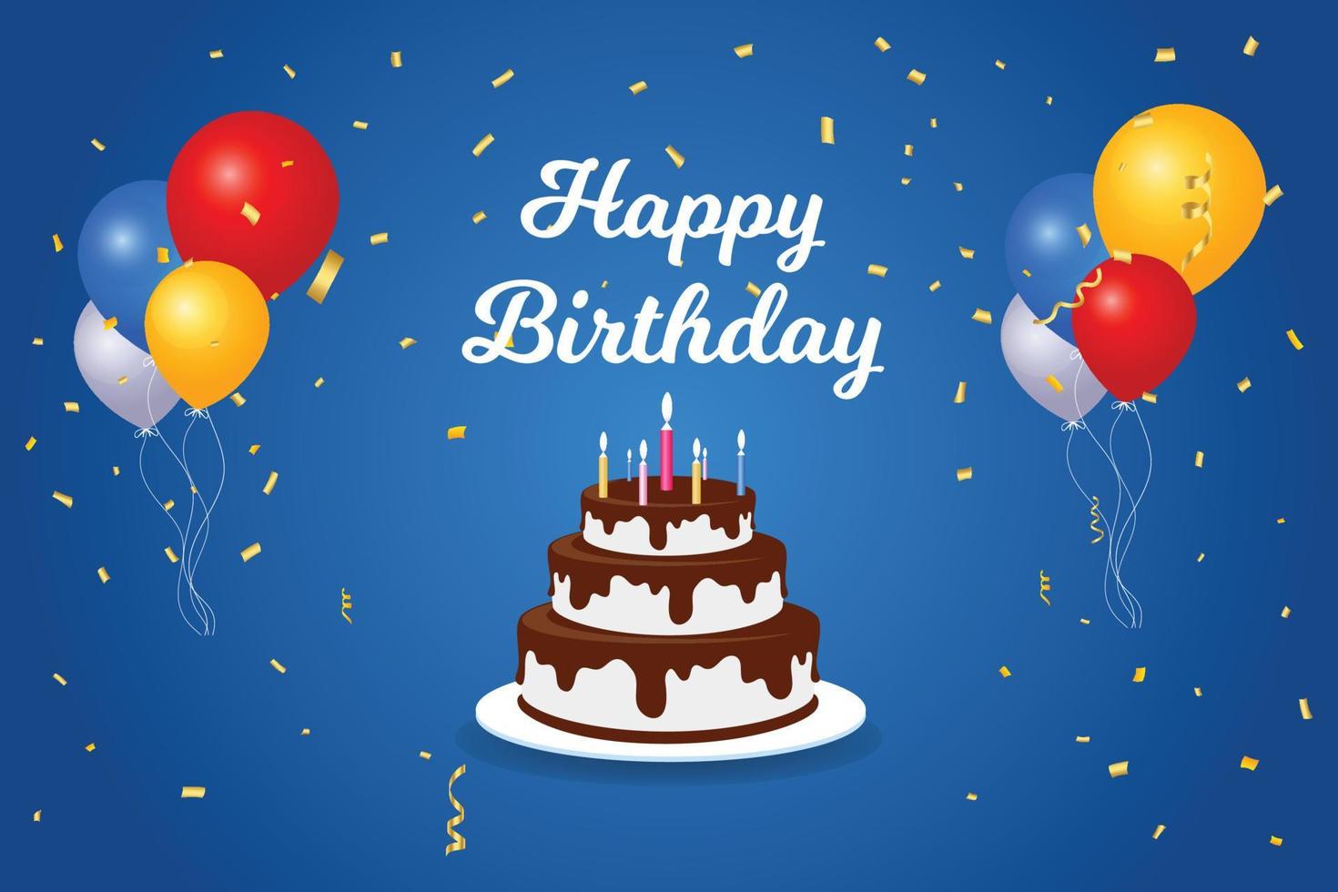 Happy birthday with cake and balloons vector