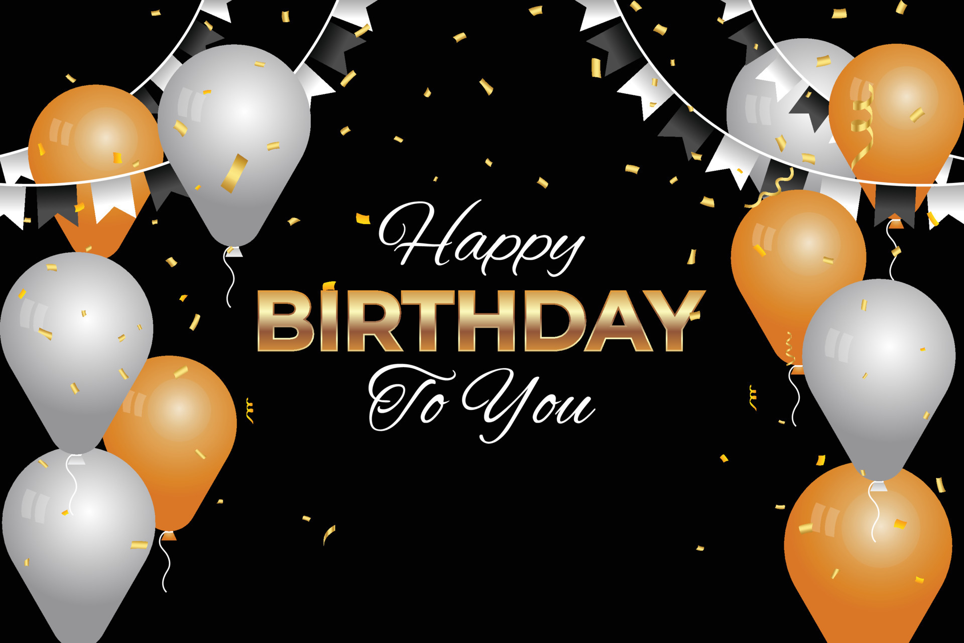 Happy birthday black background with luxury balloons 14526653 Vector Art at  Vecteezy