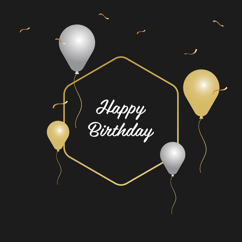 Happy birthday simple background design with luxury balloons. vector