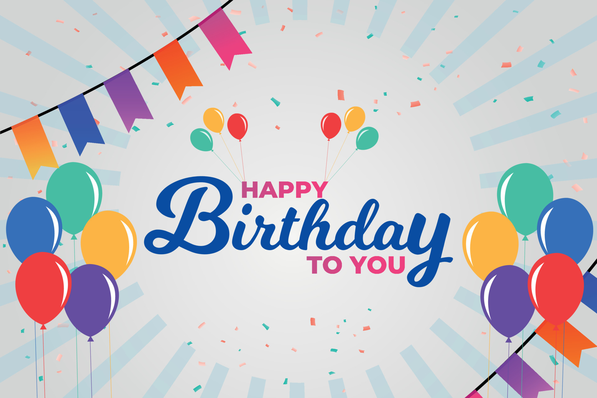 Colorful balloons happy birthday card design vector illustration ...