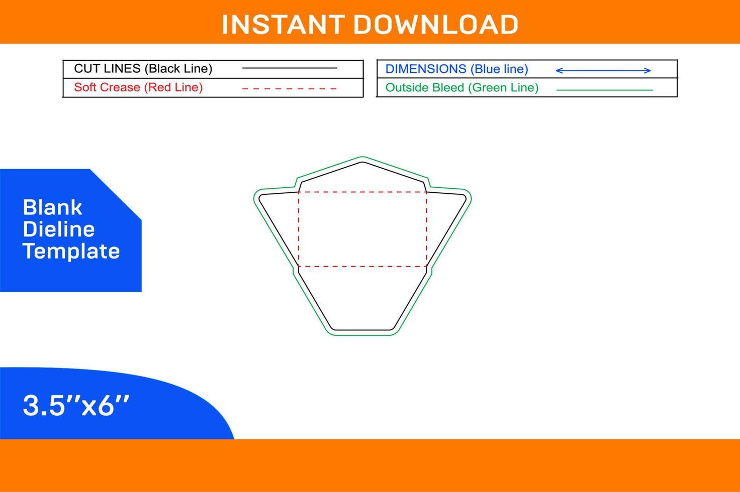 Regular Envelope dieline template ,3D envelope and Editable easily resizable Blank dieline template vector