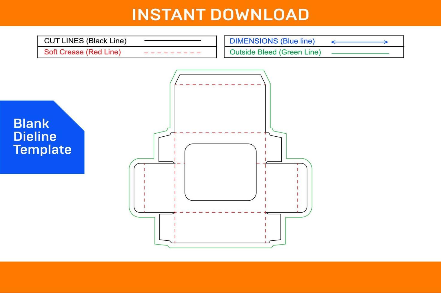 2D side display box, dieline tamplate and 3D box color changeable and editable box Blank dieline template vector