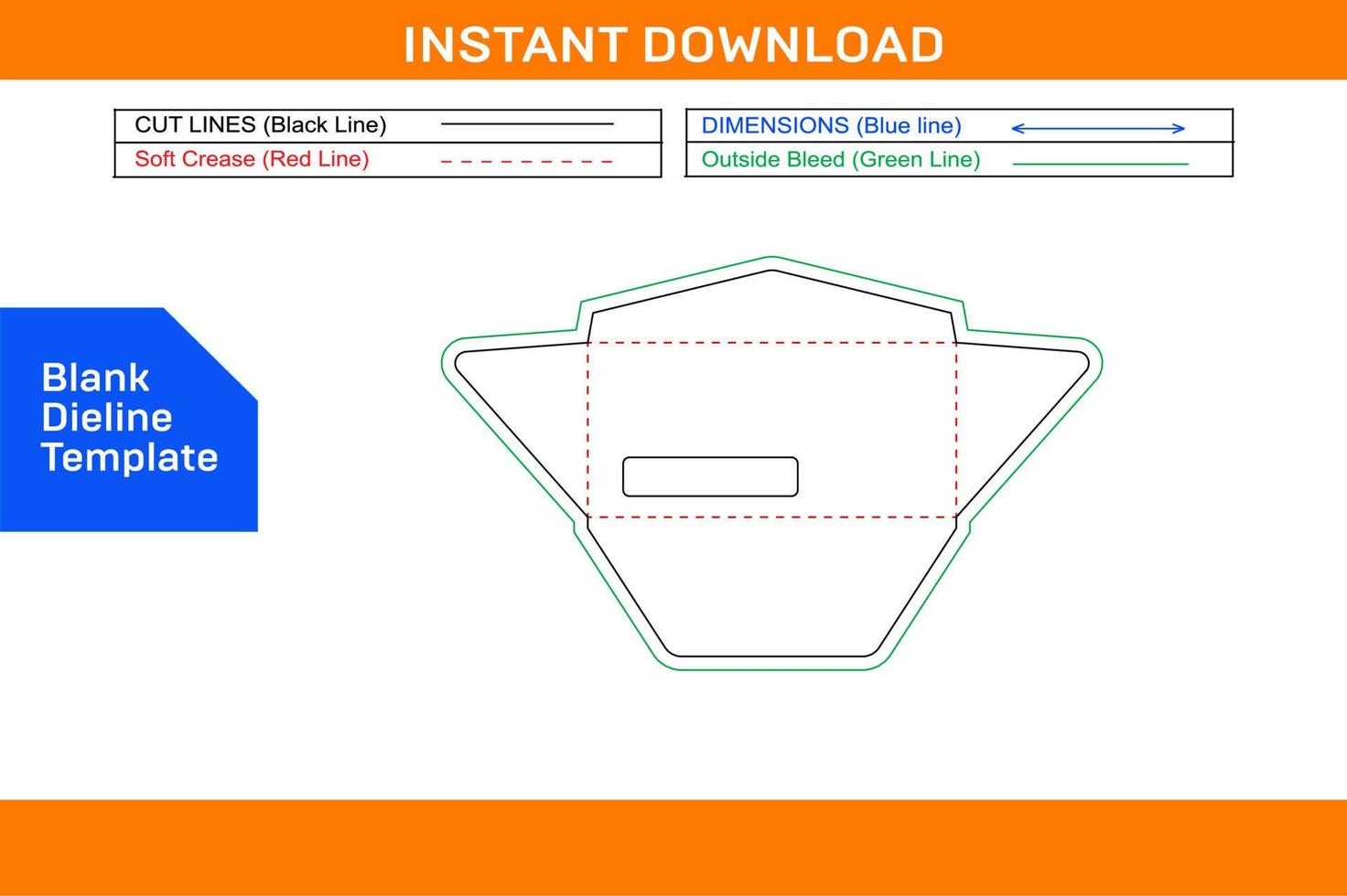 Window envelope dieline template, packaging design and 3D envelope vector