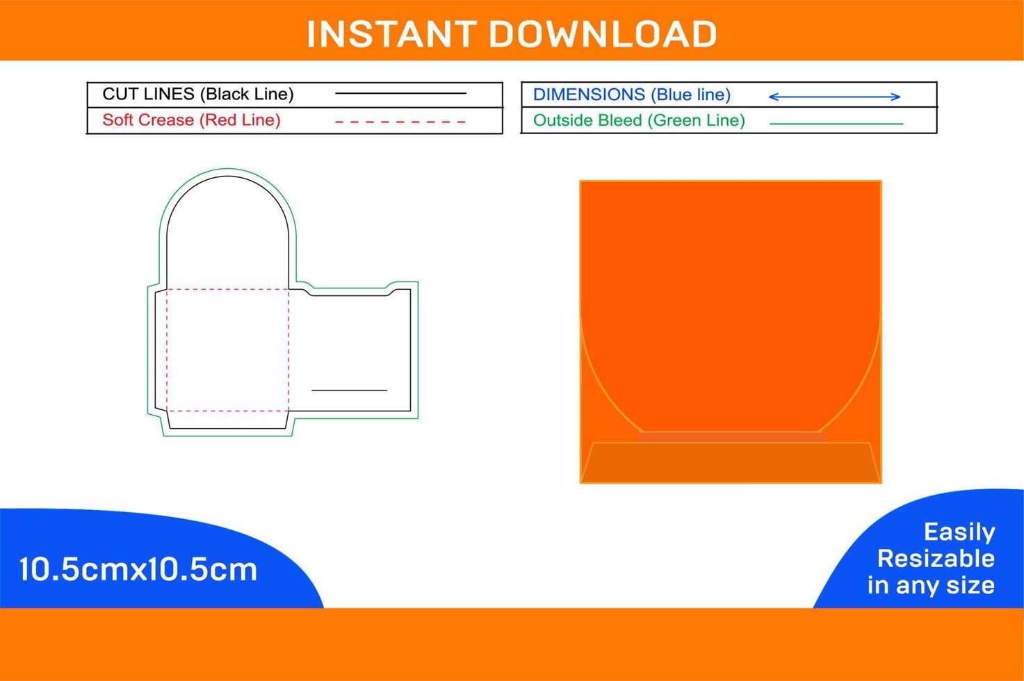 Packaging Custom card envelope dieline template and 3D vector envelope design