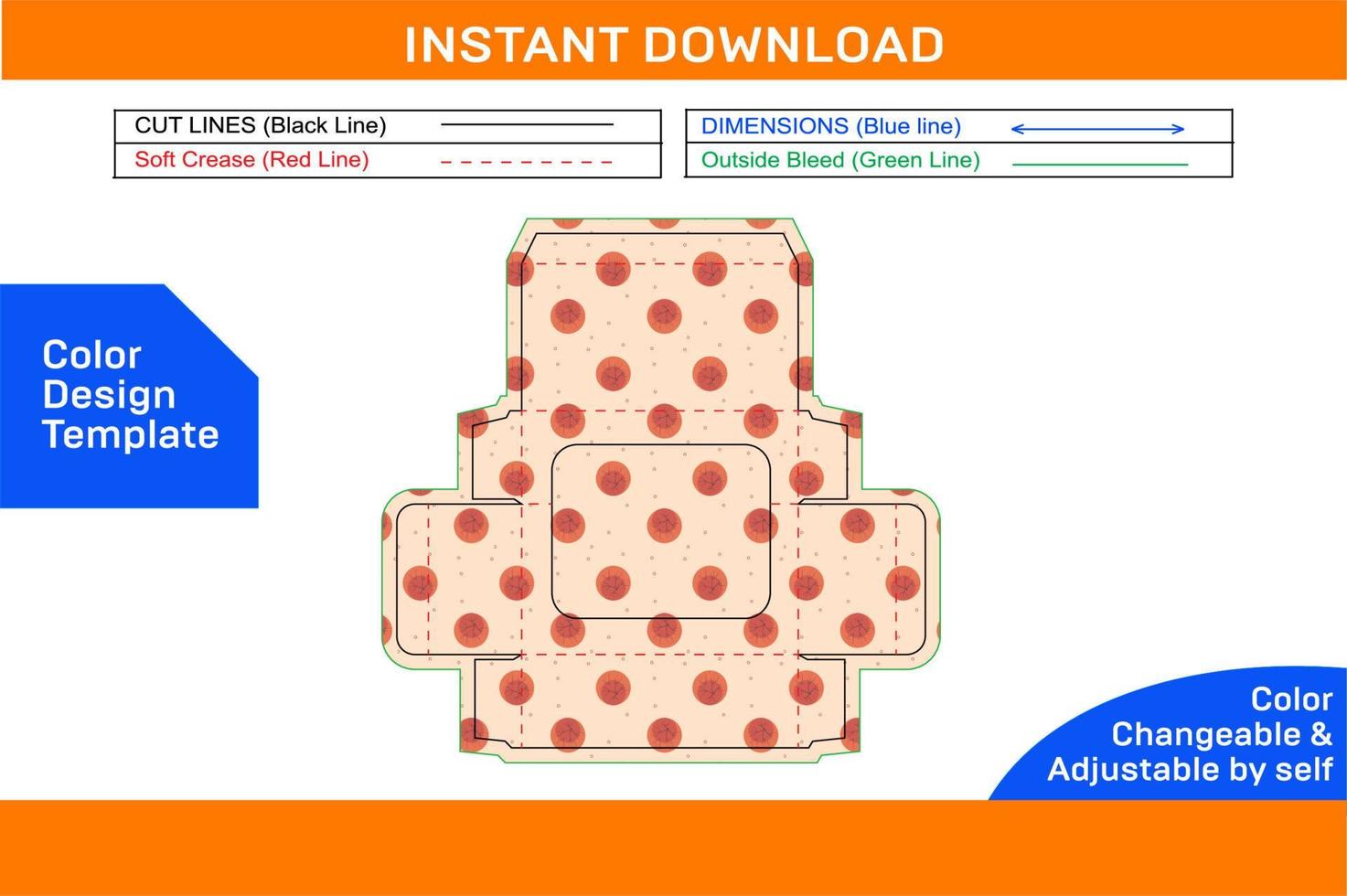 2D side display box, dieline tamplate and 3D box color changeable and editable box Color Design Template vector