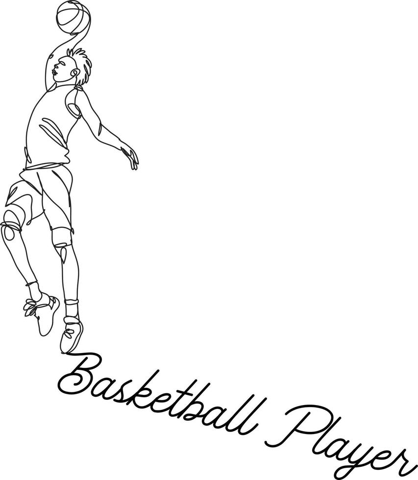 basketball players line drawing vector illustration.