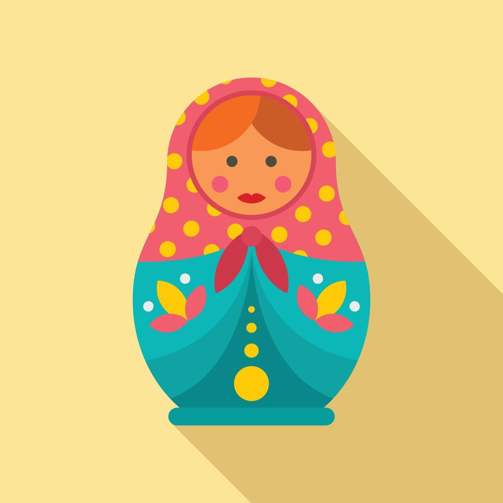Female nesting doll icon, flat style vector