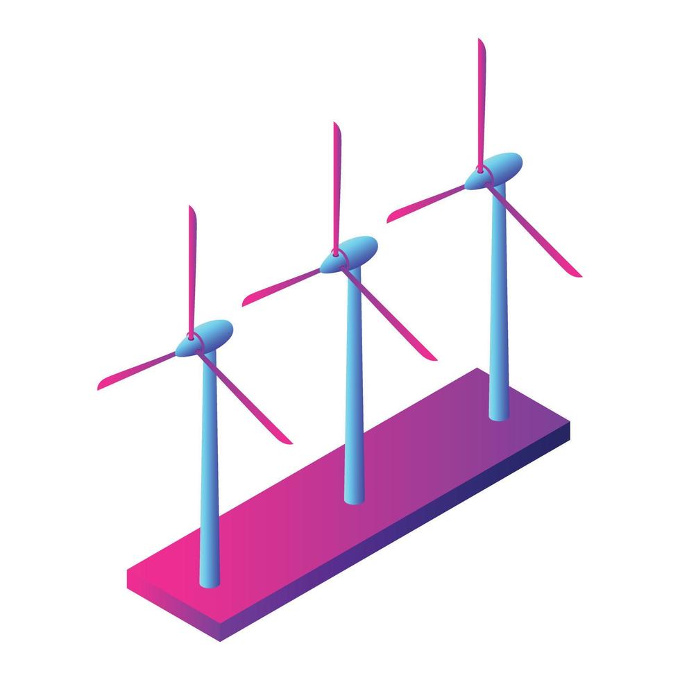 Wind turbine plant icon, isometric style vector