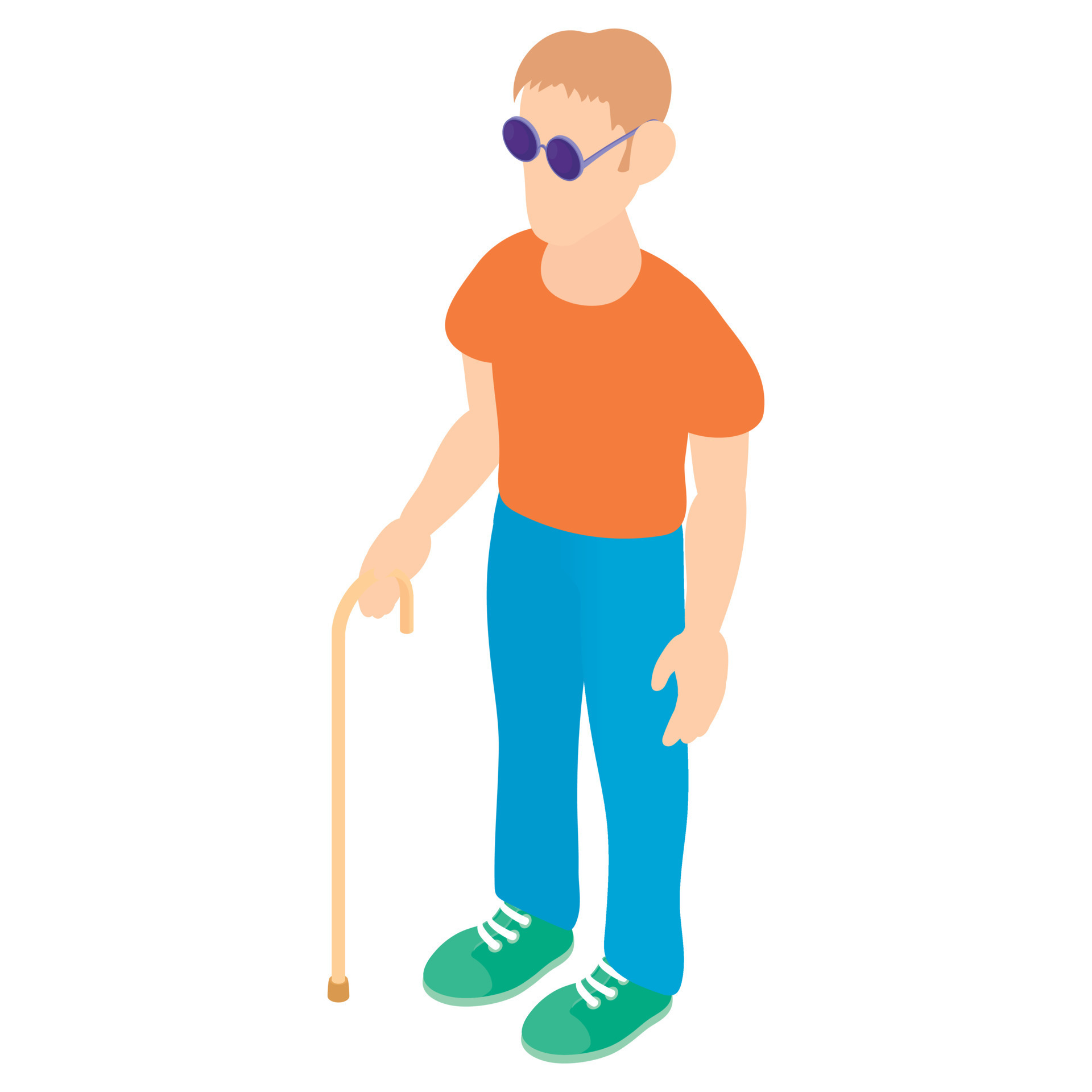 Blind man with a cane icon, cartoon style 14526751 Vector Art at Vecteezy