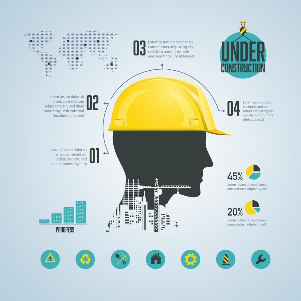 infografia de ideas de construccion vector