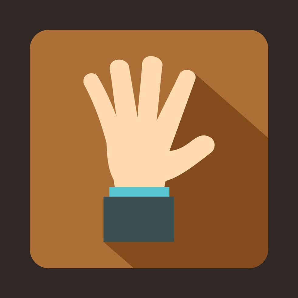 Hand showing five fingers icon, flat style vector