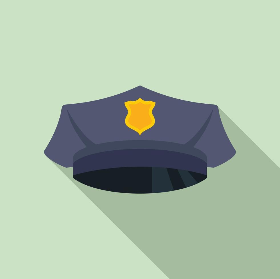 icono de gorra de oficial de policía, estilo plano vector