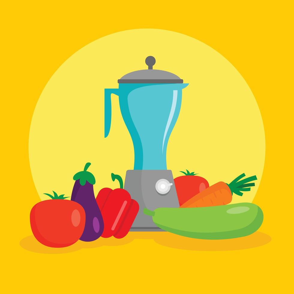 Fondo de concepto de batidora de verduras, estilo plano vector