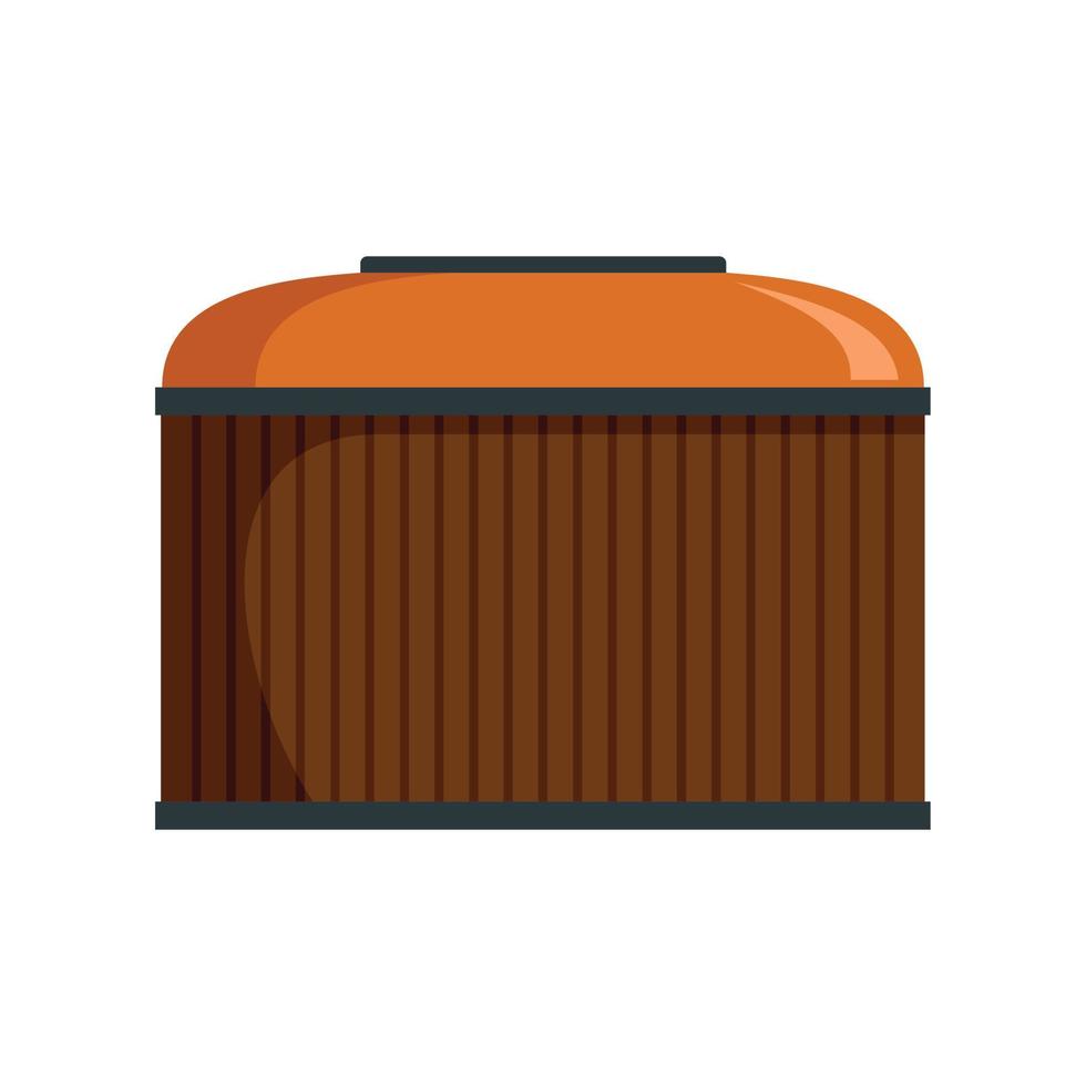icono de barril de madera de coñac, estilo plano vector