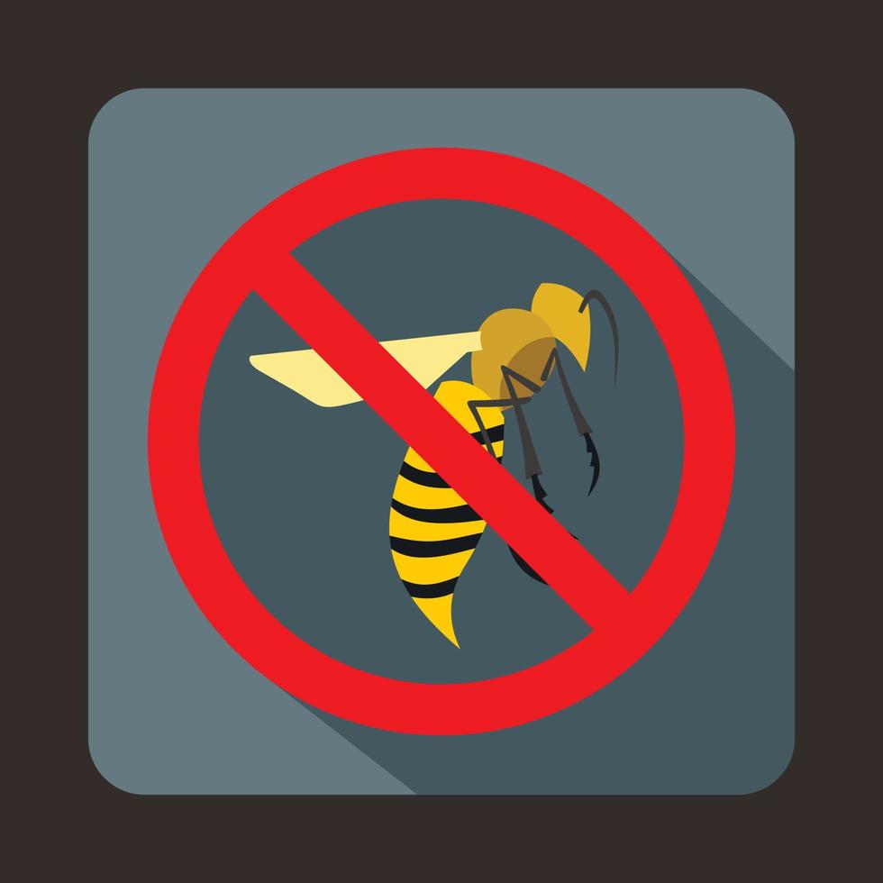 No wasp sign icon, flat style vector