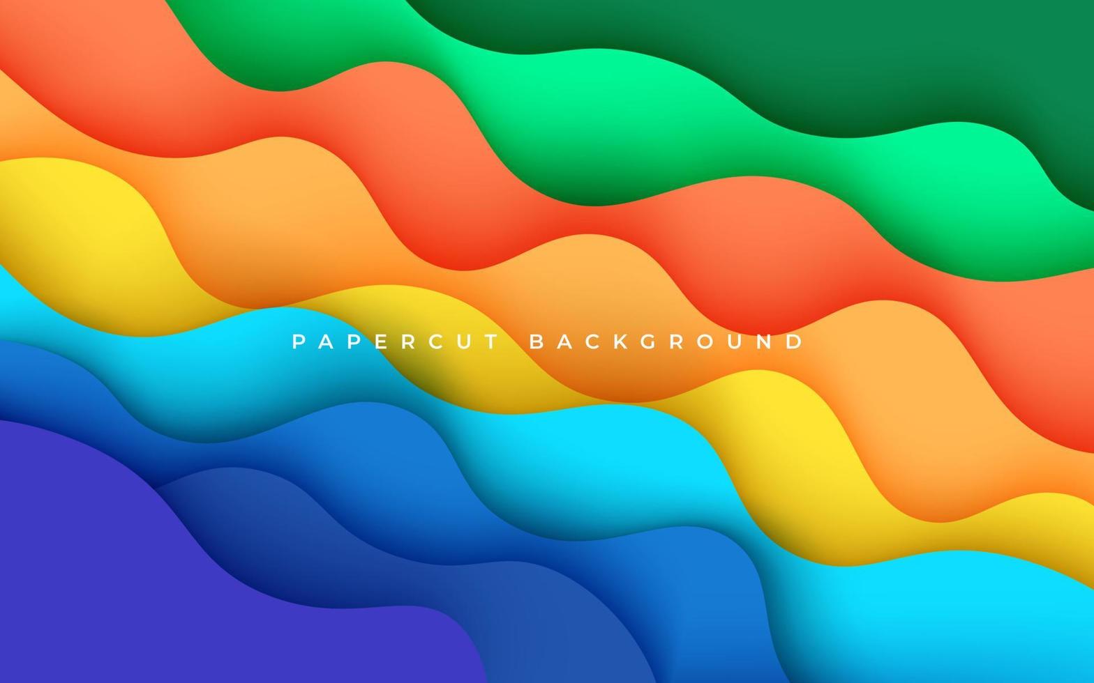multi colored abstract blue, yellow, orange and green colorful wavy papercut overlap layers background. eps10 vector