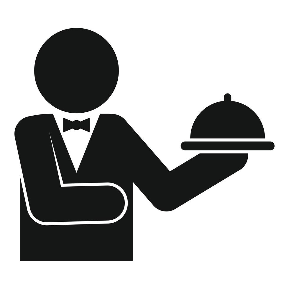 Waiter food tray icon, simple style vector