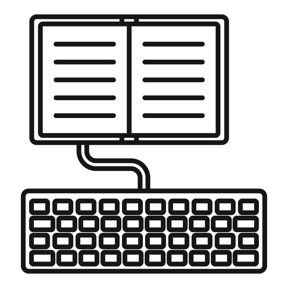 Typing book icon, outline style vector