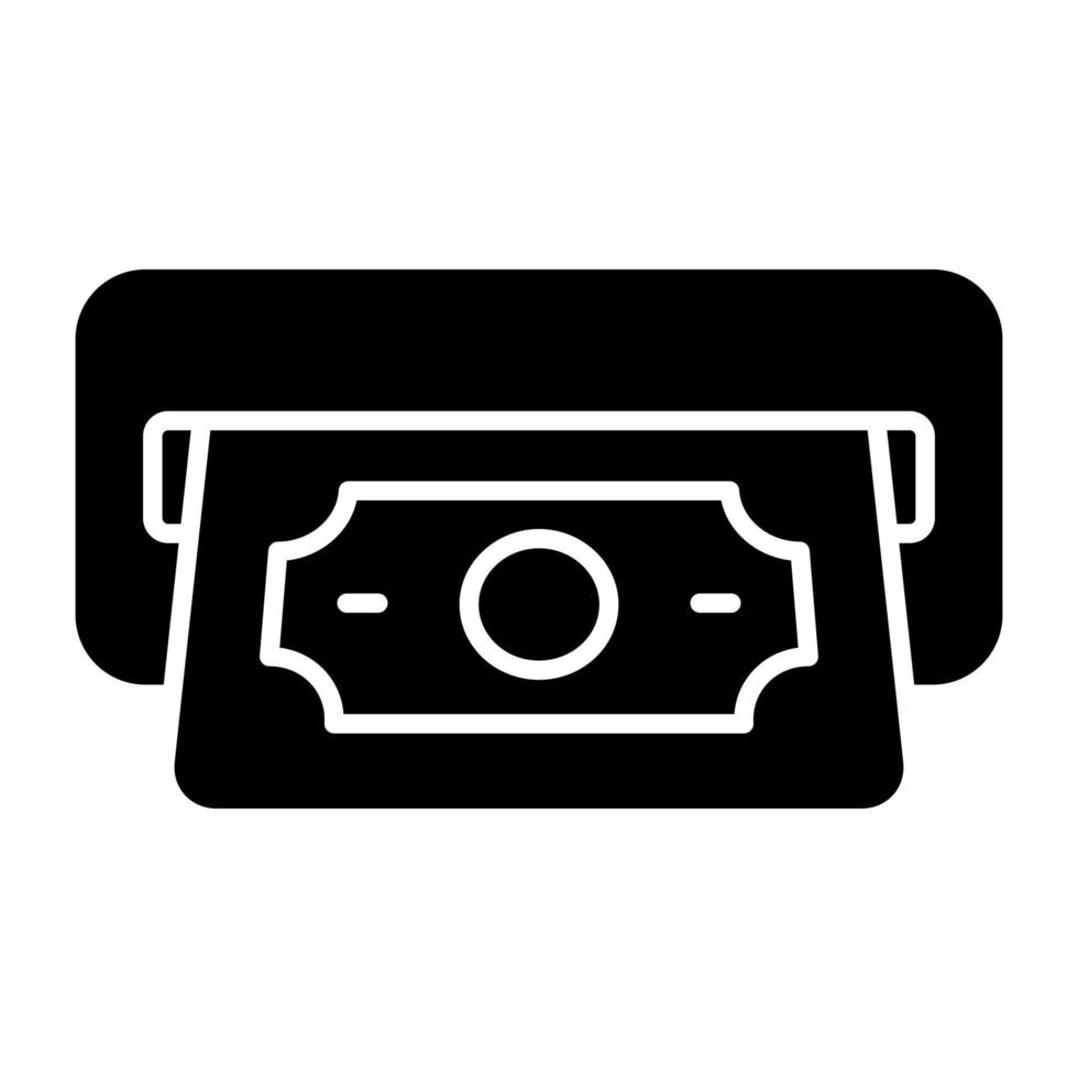Conceptual solid design icon of money withdrawal vector