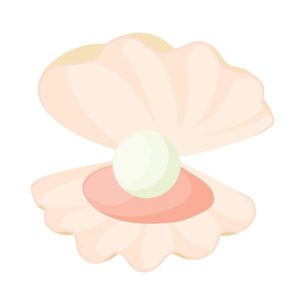 Pearl in a shell icon, cartoon style vector