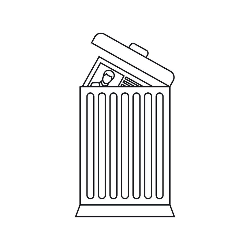 Resume thrown away in the trash can icon vector