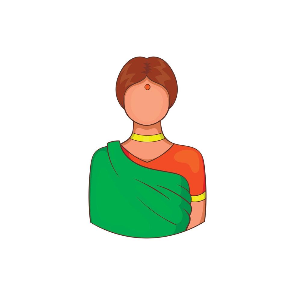 mujer india en icono de sari indio tradicional vector