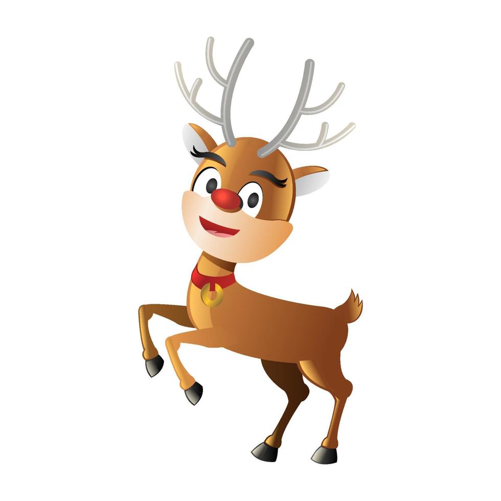 Clipart of cartoon version of reindeer in christmas vector