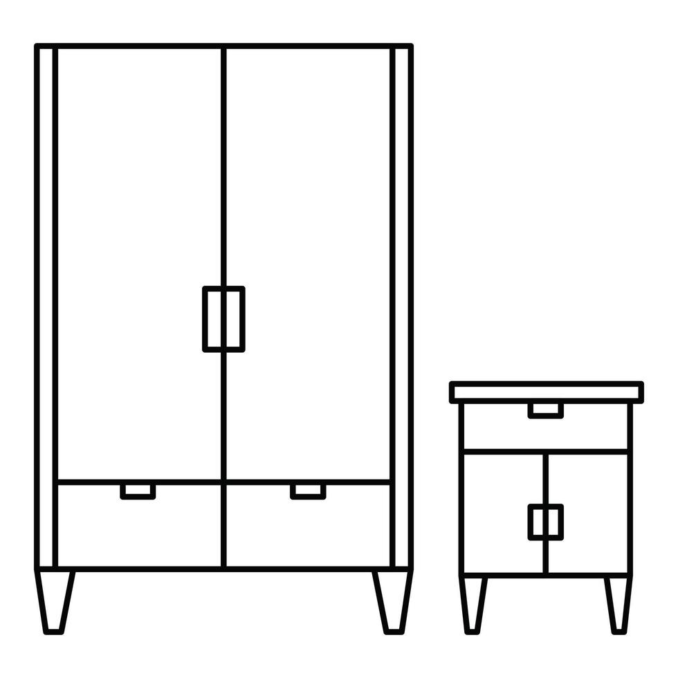 icono de armario, estilo de esquema vector