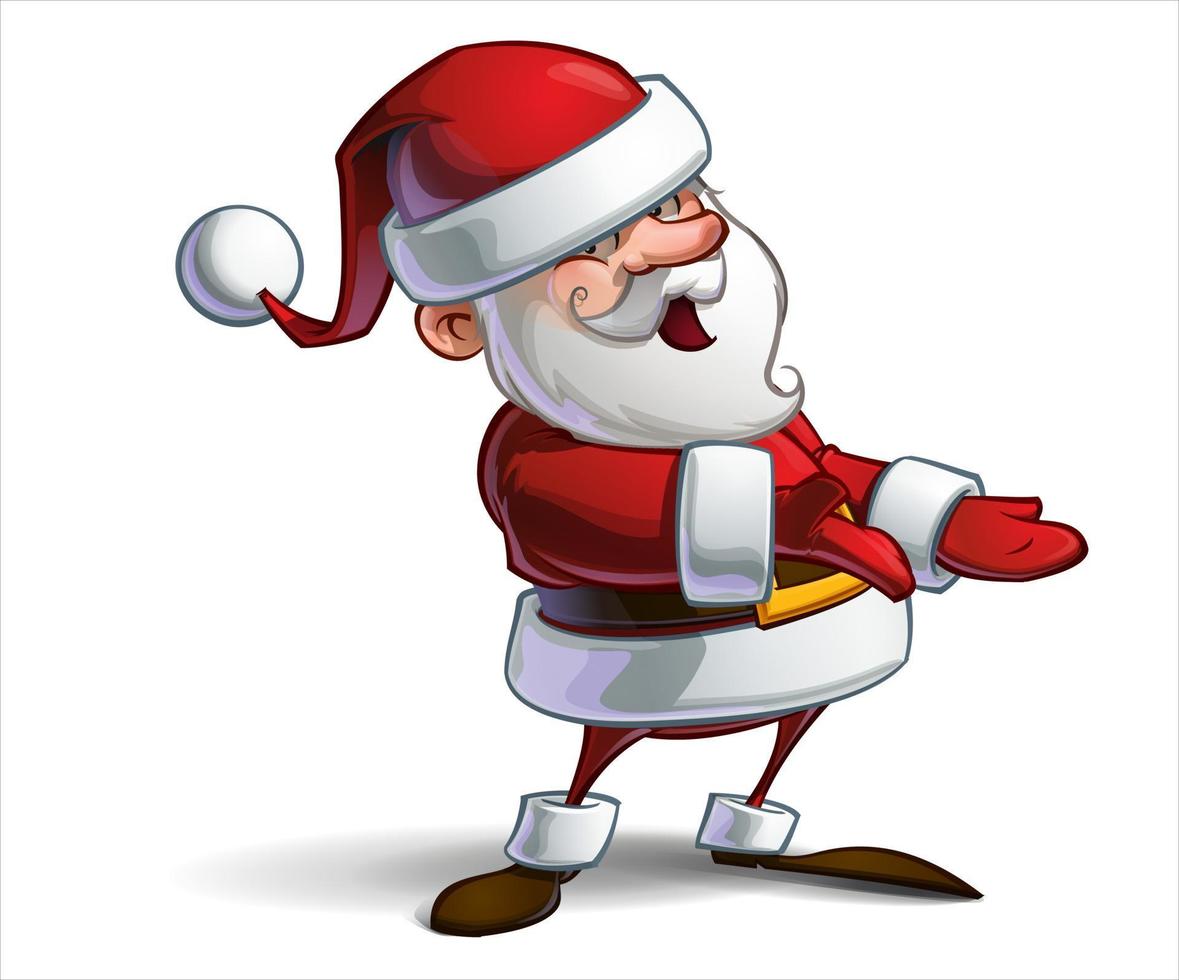 ilustraciones vectoriales de dibujos animados de santa claus con regalos. elementos de diseño de vacaciones de invierno aislados en blanco. personaje retro divertido y lindo. para tarjetas de año nuevo, pancartas vector