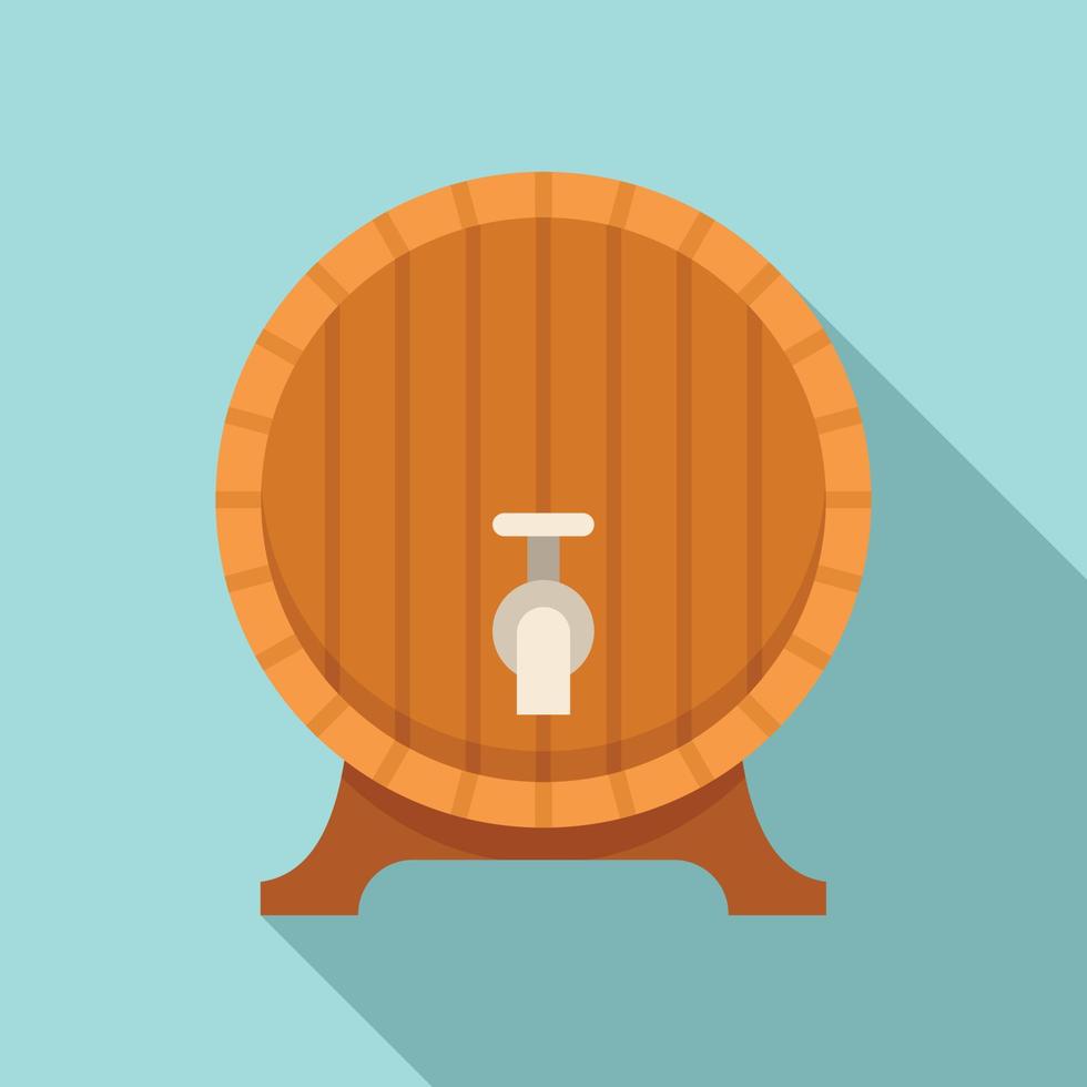Wood wine tap barrel icon, flat style vector