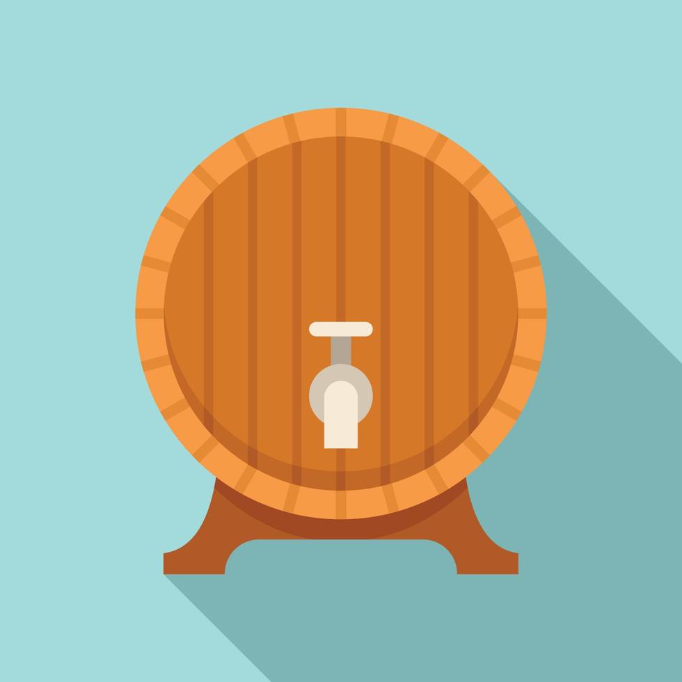 icono de barril de grifo de vino de madera, estilo plano vector