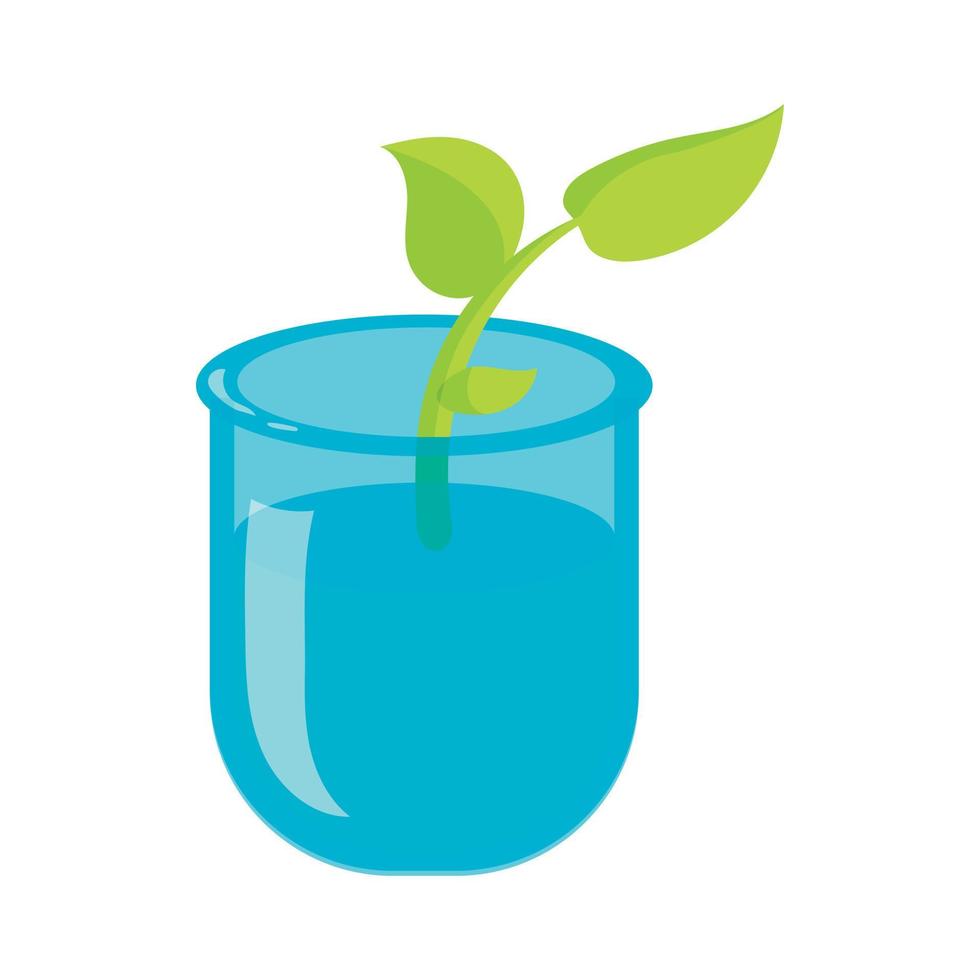 Green sprout in a glass with water icon vector