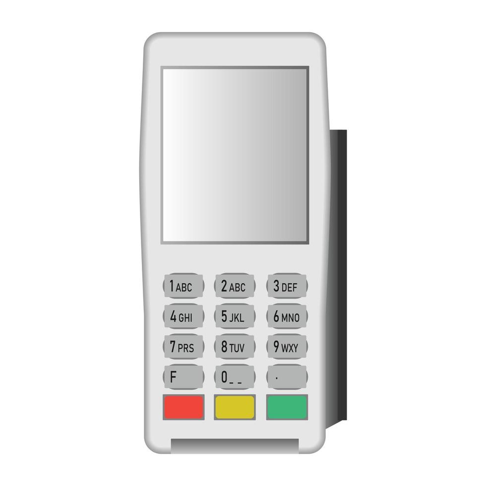 White pos terminal icon, realistic style vector