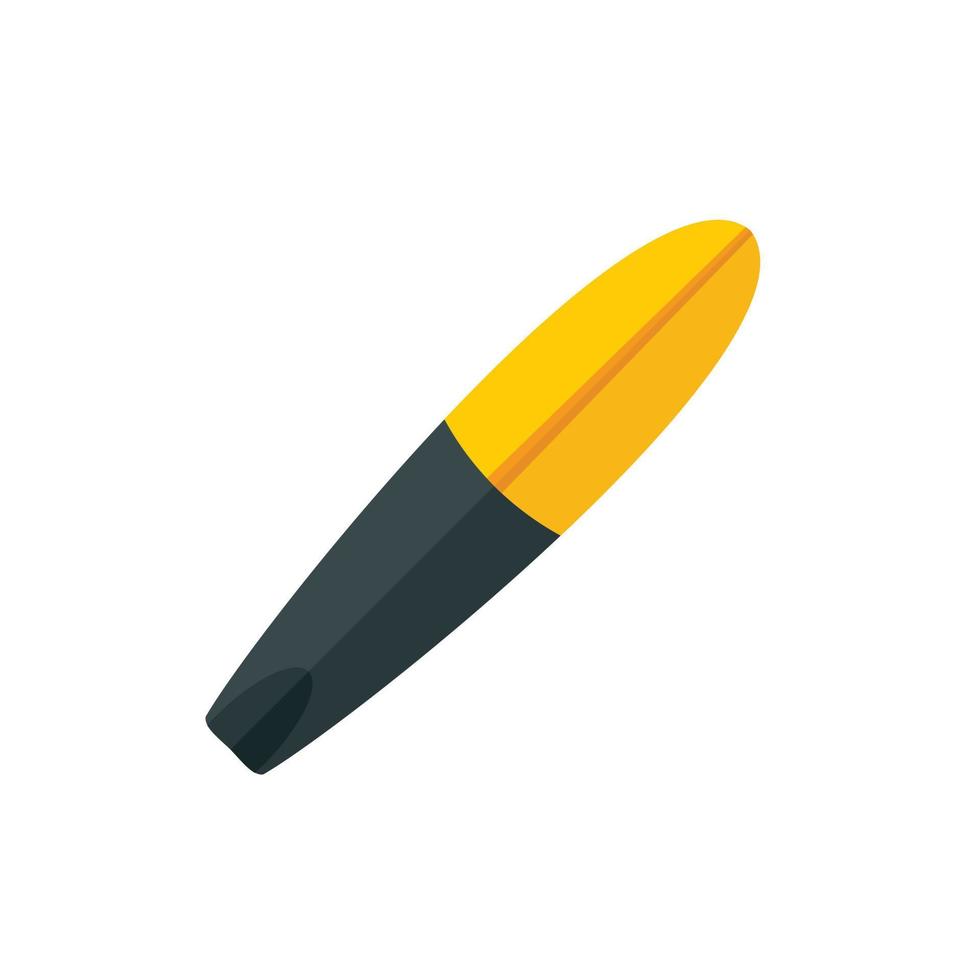 icono de tabla de surf amarillo negro, estilo plano vector